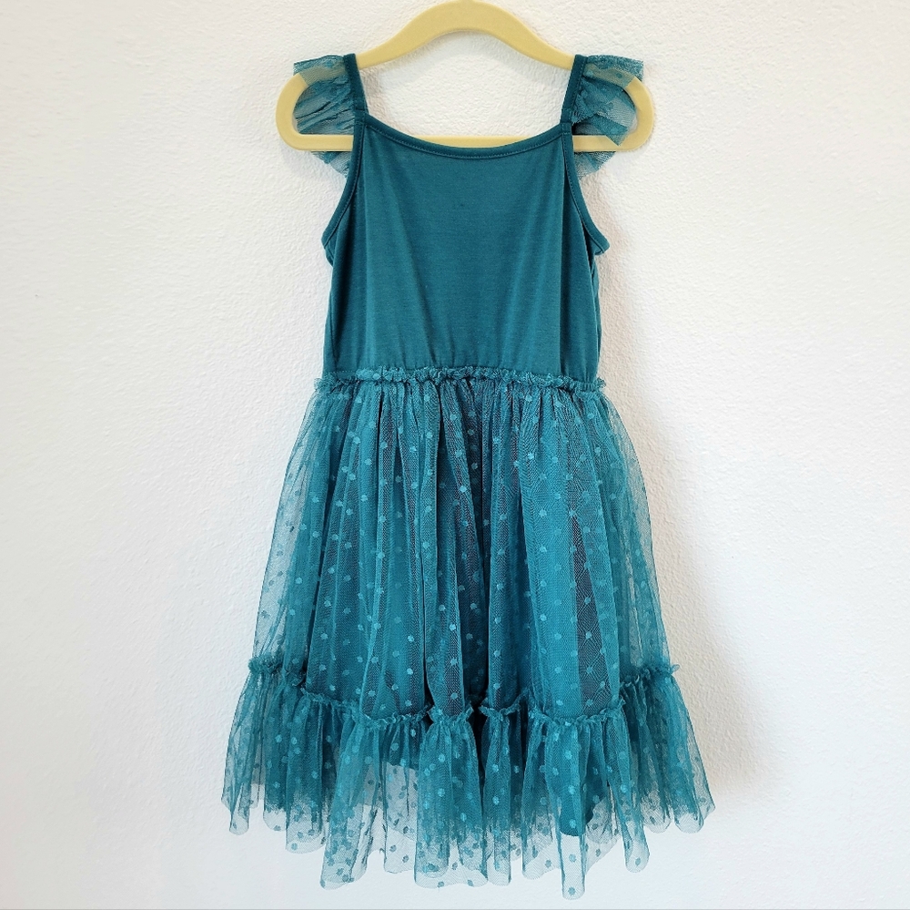 Mia Joy by Joyfolie Teal Tulle Swiss Dot Dress Girls‎ Size 5